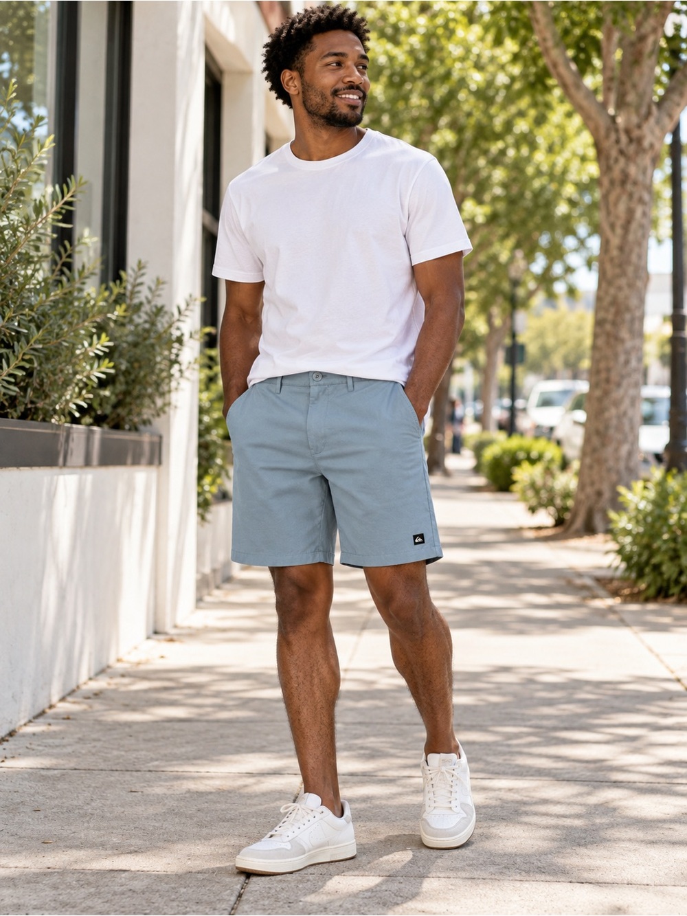 New Quiksilver Light Blue Flat Front Shorts Size 32